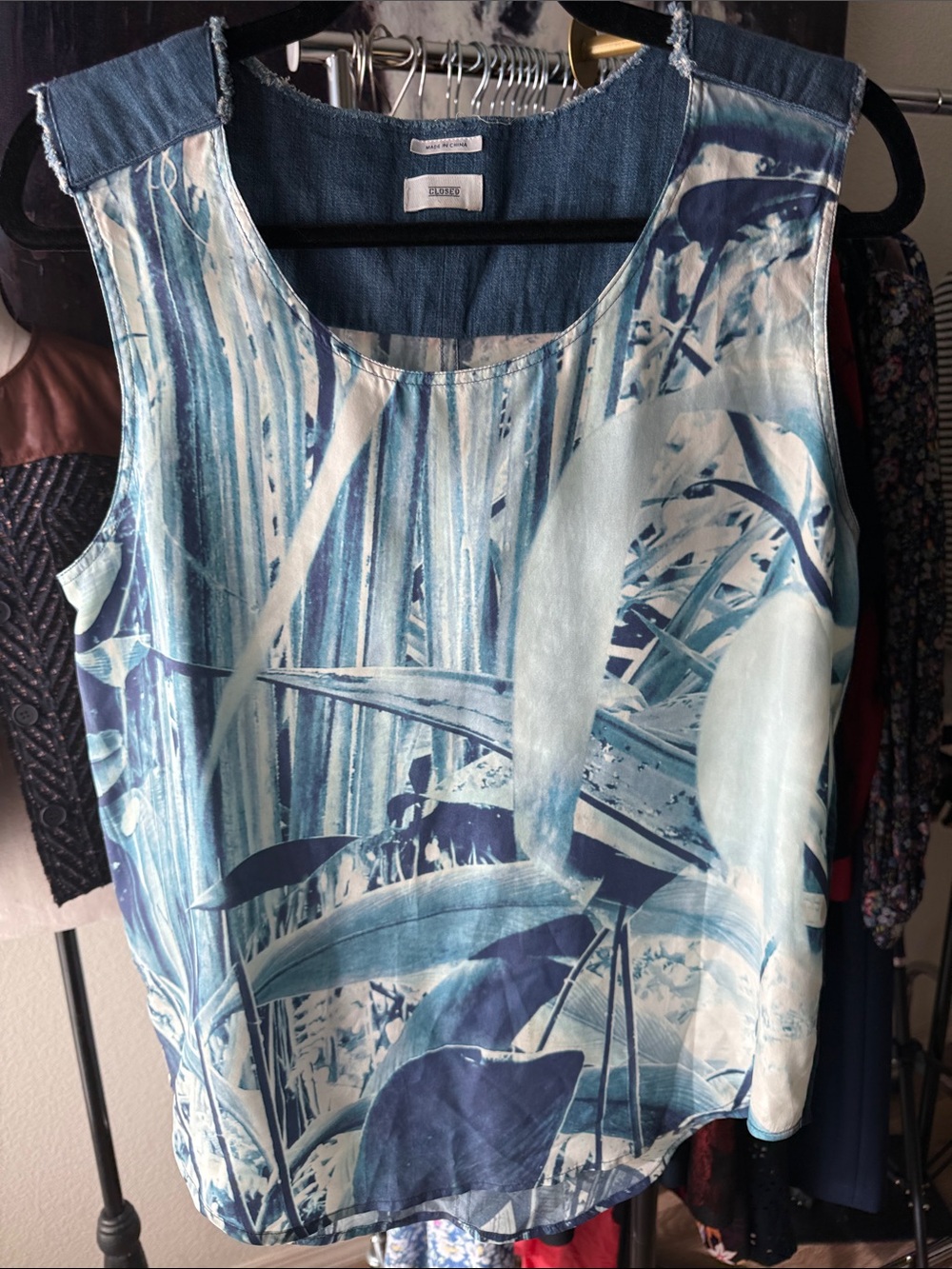 CLOSED silk and denim tank, size M